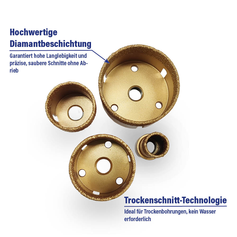 Diamant-Trockenbohrkronen Set Gold Art. 56203