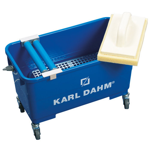 Tile washing set | Washing set from KARL DAHM with wheels, squeeze roller attachment, hydro sponge board and grate