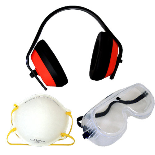 Kit de sécurité avec protection auditive, lunettes de protection et crochets de protection contre la poussière, Art. 11868