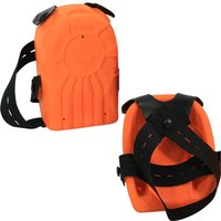 Knee pad Comfort, orange, 1 pair of knee pads with new type of fastening above the knee. No cutting into the hollow of the knee. Buy now at KARL DAHM