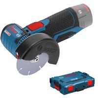 Rechargeable angle grinder Power from Bosch (delivery without battery) in the practical L-Boxx. For cutting and notching of tiles and other materials.