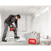 FLEX construction air cleaner in a set with hose, door and filter. Protection against fine dust and coarse dust during work on the construction site.