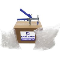 Wedge levelling system transparent, 100 wedges transparent, 100 pull straps, 1 yellow pliers in a box - buy now at Karl Dahm
